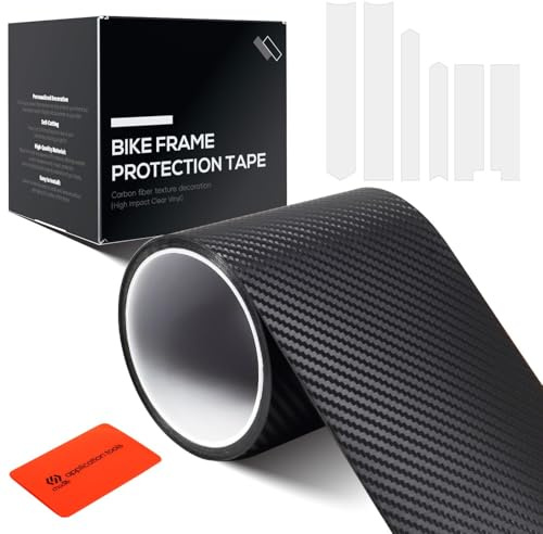 CNCLOL Protector Cuadro de Bicicleta/MTB,Película Protectora para Bicicleta,Coche,Automóvil,Motocicleta,Eléctrica,ebike,BMX,Enduro,Carretera,Pegatinas Protección Cuadro,Carbono-Translúcido.3K