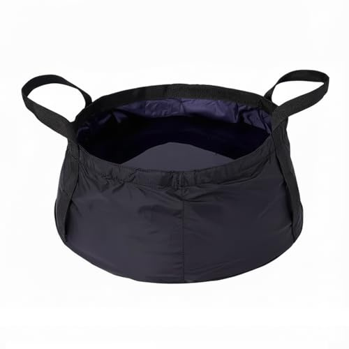 EVOCAMP Ciotola pieghevole da campeggio, 8,5 l, 30 x 14 cm, impermeabile, in robusto nylon, resistente al calore fino a 90 °C, ultraleggera 58 g, compatta da riporre in tasca, colore: nero
