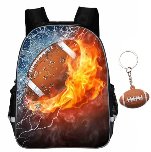 KDFSSIPE Borsa Scuola Rugby, Zaino Da Rugby Con Design Fuoco e Acqua, Borsa Per Adolescenti e Bambini, Zaino Sportivo Impermeabile Per Allenamenti, Scuola, Viaggi (rugby)