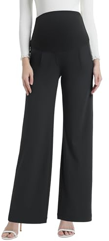 Gowjog Pantalon Grossesse Femme Jambes Larges Bureau | Taille Haute, Élastique, Avec Poches, Maternité, Travail, Maison
