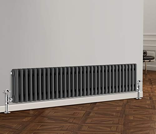 NRG 300 x 1460mm Traditional Anthracite Horizontal Cast Iron Style Radiator Triple Panel