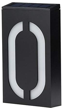ZONCENG1 - Placas de números de casa alimentadas por energía solar, luz digital para número de puerta, montaje en pared, 6 luces LED, placa de puerta, lámpara impermeable (0)