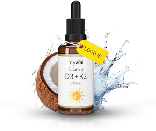 Vitamin D3 K2 Tropfen Vegan 50ml – Hochdosiert & bioverfügbar – Mit All-Trans K2 (K2VITAL®) & D3 aus pflanzlicher Quelle – Ohne Zusatzstoffe – Laborgeprüft & Made in Germany – Langzeitvorrat