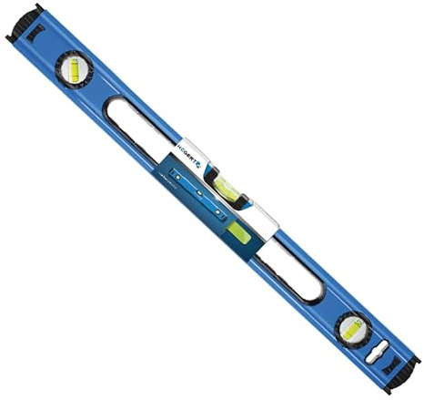 Högert Technik - Wasserwaage 150 cm, Verfügt über 3 Libellen: 0 ° / 45 ° / 90 °, Wasserwaagen aus Aluminium, Stoßdämpfende Endkappen, Größe: 150x5.65x2.1 cm, HT4M015