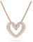 Swarovski Heart Pendant Necklace, White Pavé Crystals, Rose Gold Tone Plated from the Una Collection