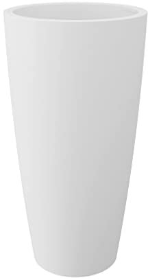Nicoli Pot DE Fleurs Haut Style 38X85H CM INTÉRIEUR EXTÉRIEUR, sous-Pot Amovible (38X85H CM, Blanc)
