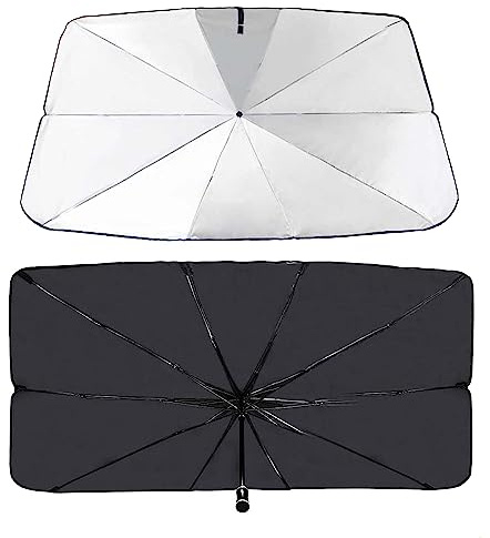 Parasol de Coche Plegable Universal- Parabrisas con Protección Rayos UV Ventana Delantera Metalizado Aislante del Calor (78x140cm)