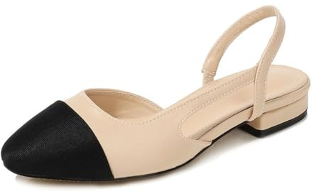 Wilbb Femmes Élégant Bloc Slingback Talon Souple Cuir Femme Sandales Habillées Escarpins,1.5cm,39 EU