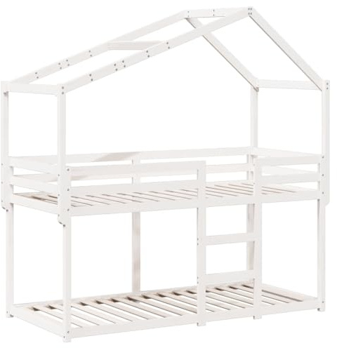 vidaXL Letto a Castello con Tetto Bianco 80x200 cm Legno Massello Pino