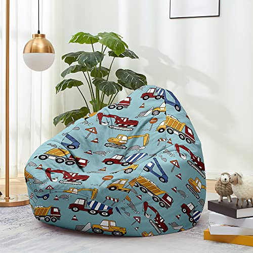 Odot Bean Bag No Filler, Cartoon Car Print Soft Gaming Bean Bag Chair, Washable Bean bag Cover for Adult Teenagers Outdoor Livingroom Garden Bedroom Playroom Dorm (Cartoon Car,100x120cm)