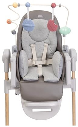 Chicco - Barre de Jeu pour Chaise Haute Chicco Polly Armonia, Accessoire pour Chaise Haute, Développe la Coordination de Bébé, 0 m Plus, avec Peluches et Anneau de Dentition Détachables