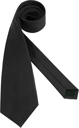 BOZONGO Black Tie for Mens & Womens, 148x8 cm Satin Neck Tie – Perfect for Weddings, Funerals, Christmas, Casual Wear, Skinny Tie Look, Men Costume Accessories (1, Black, Standard)