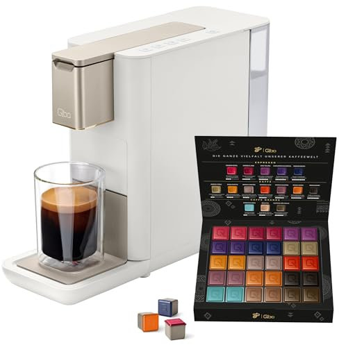 Tchibo Qbo ICONIC Premium Kapselmaschine inkl. 16 recyclebare Qbo Kapseln für Espresso, Caffè und Caffè Grande, kompaktes, innovatives Design, Light Gold