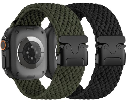 Flätade armband kompatibla med Apple Watch Ultra 3/2/1 49 mm 46 mm 45 mm 44 mm Herr Dam, Stängning Stil Fallskärm Tyg Nylon Sport Loop för iWatch Series 11 10 SE 9 8 7 6 5 4