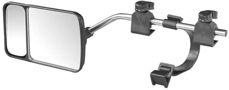 Rétroviseur universel pour caravane avec miroir d'angle mort supplémentaire, réglable de 10 à 21,5 cm, verre plat, montage facile avec clips et bande élastique