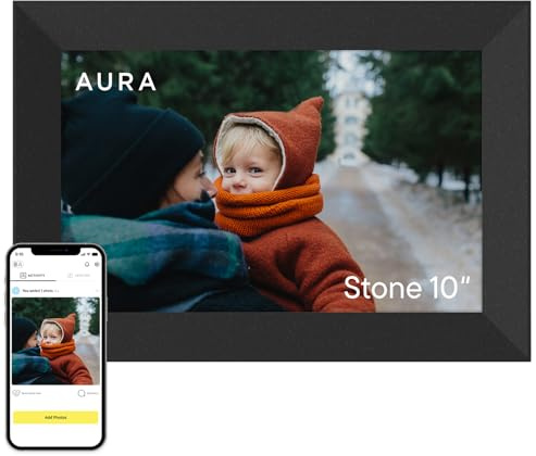 Aura Stone Digital Picture Frame - 10.1 HD Mat Display | Wirecutter's Best Digital Frame for Gifting - Send Photos Directly from Your Phone | Quick & Easy Setup Over WiFi - Free App | Black