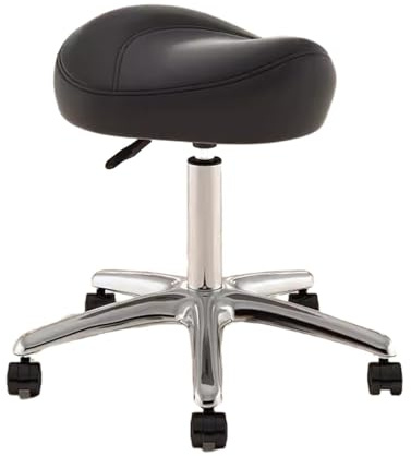 FXLUHAY Tabouret de Selle réglable en Hauteur for hygiénistes dentaires et Artistes, siège pivotant à 360° en métal avec roulettes en PU, idéal for Les Studios.(Black)