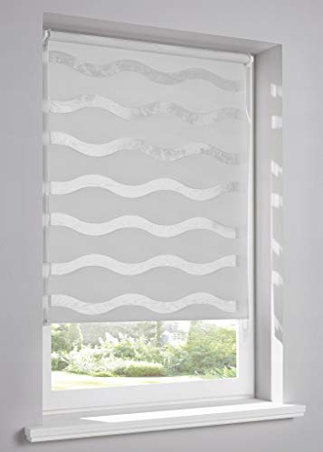 Tropik Home Wave 3D Light Grey Dual Zebra Window Roller Blinds, 16 Width Sizes, 150cm Drop, 49cm Wide (17.7)