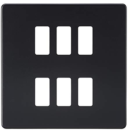 Screwless 6G grid faceplate - matt black