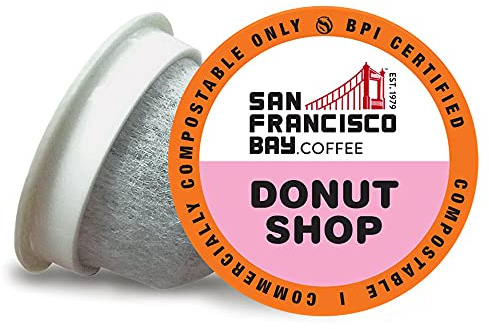 SF Bay Donut Shop Coffee, OneCup – 72 Count Compostable Pods – Light Roast Arabica – Compatible with Most Keurig K-Cup Brewers