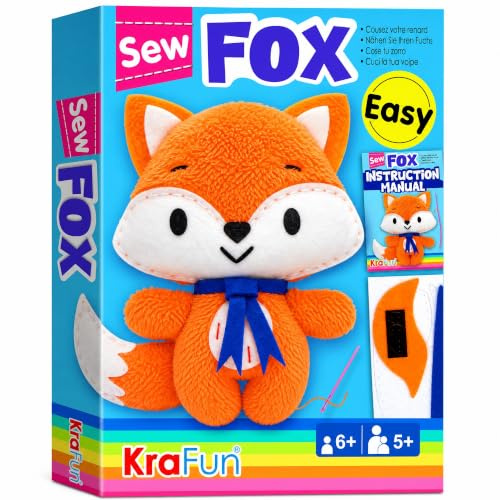 KRAFUN Kit Couture Renard dès 7 Ans, Poupée Peluche