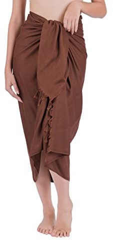 CHAINUPON Womens Beach Pareos Sarong Sheer Long Swimsuit Cover Ups Bikini Wrap Skirt (Choco Brown)