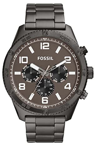 Fossil Uhr für Herren, Edelstahlarmband mit braunem Gehäuse BQ2533