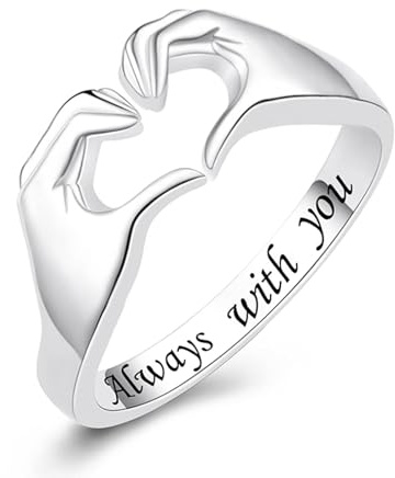 Okdance Hug Rings for Women Teen Girls Always with You Adjustable Ring Silver Couple Promise Hugging Ring for Daughter Mother Sister Wife Girlfriend Grandmother