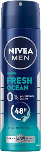 NIVEA MEN Fresh Ocean Deospray, Deo ohne Aluminium (ACH) mit 48h Schutz, Deodorant mit einzigartiger INIFINIFRESH Formel und frischem Meeresduft (150 ml)