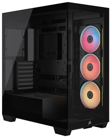 CORSAIR 3500X LX-R RGB Boîtier PC Mi-Tour avec Vitre Panoramique – 3 Ventilateurs RGB LX120-R Préinstallés, Comprend System Hub, Peut Accueillir Jusqu'à 10 Ventilateurs de 120 mm – Noir