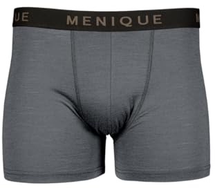 menique Biancheria intima da uomo in lana merino, boxer da uomo, strato di base, anti sfregamento, boxer morbidi traspiranti e inodori, biancheria intima da uomo, Grigio scuro, XXL