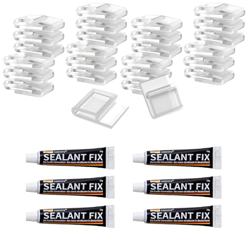 KAHOUI 80 Klebehaken für Katzennetz mit 6 12ml Extra Starker Silikonkleber, Transparente Klebehaken Outdoor Wetterfest zur Befestigung vom Katzennetz für Balkon ohne Bohren, Wetterfest, UV-beständig