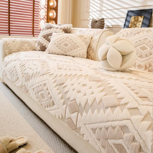 WEYOND Sofa Cover 2 3 4 Seater, Dog Couch Covers, 90 x 160 cm, Beige | Non-Slip, Washable, Pet Friendly, Soft Plush Seat Slipcover Furniture Protector for Living Room