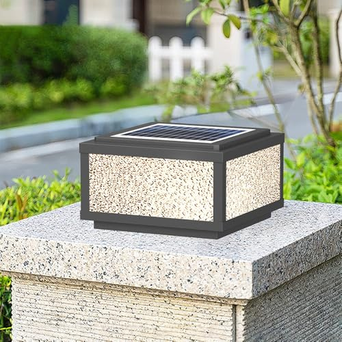 Luminaria Solar Para Postes Exterior Con Tapas Columna Vidrio Lámparas Superficie Plana Bolardos Pedestal Iluminación Exterior Impermeable Lámparas Camino Para Paisajismo Farola LED Solar Para Muelle