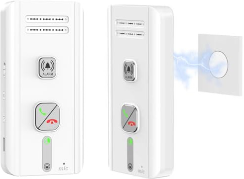 Citofono radio senza fili, interfono a 2 vie, sistema intercom wireless per casa, portata 500 m, allarme SOS per anziani, comunicazione in tempo reale (bianco)
