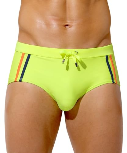 Casey Kevin Bañador Slip Hombre Natacion con Cordón Ajustable Secado Rápido | Swimwear Briefs Color-Block Surf para Playa Piscina
