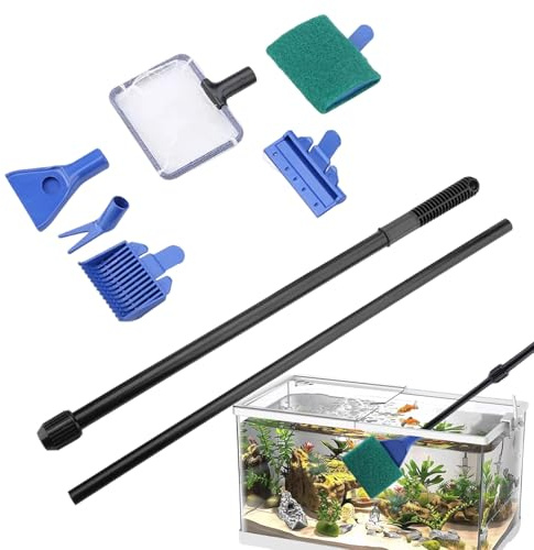 Ceweao Kit di Attrezzi per la Pulizia 'Acquario, Raschietto per alghe Rimovibile, Set di Pulizia per Piante d'acquario, per Tartarughe, rettili, Pesci da Combattimento