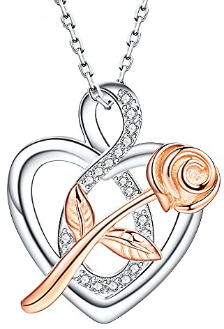 ändlös kärlekshängekedja gnistrande infinity heart rose halsband för kvinnor jubileumssmycken