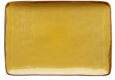Rose & Tulipani – Rechteckiges Tablett Ocker, 2 Stück – Hausmöbel, Küche – Linie Konzert der Farben – Geschenkidee – Steineware – Ø 27; 19 cm