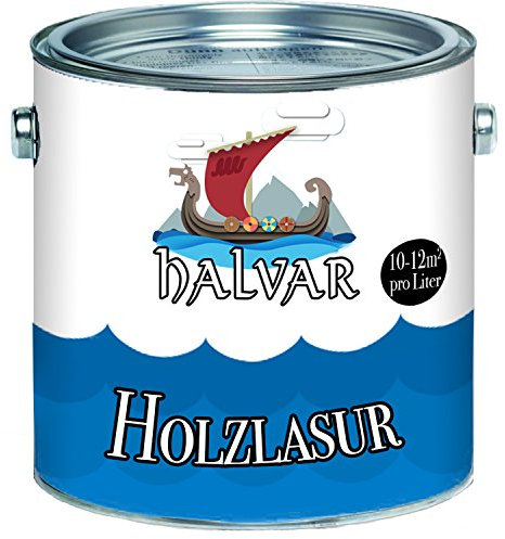 Halvar Holzlasur skandinavische Lasur wetterfest - atmungsaktiv - Lichtbeständig - aromatenfrei - tropfgehemmt - UV-beständig in 12 Farbtönen Außen-Lasur Holz-Schutz Holz-Öl (1 L, Ebenholz)