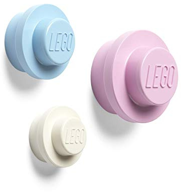 Room Copenhagen Lego Lot de 3 cintres muraux (blanc, bleu clair, rose)