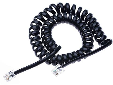 Keple RJ10 Telefon Telefonkabel Blei geschweift Gefederter Spiral-Hörerdraht 3 Meter Kompatibel mit Festnetz Telefone AT&T, Cisco, NEC, ROLM, ITT, TI (Schwarz