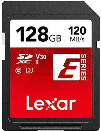 Lexar SD Karte 128GB, Speicherkarte SD, Bis zu 120 MB/s Lesegeschwindigkeit, UHS-I, U3, V30, C10, Full-HD and 4K UHD SDXC Memory Card