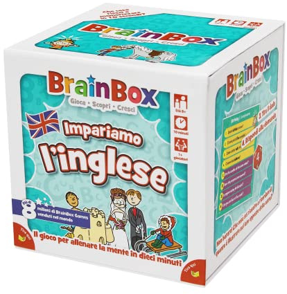 Asmodee – BRAINBOX: IMPARIAMO L'INGLESE (Ed. 2022) – Impara l'Inglese e Allena la Mente Giocando – Gioco da Tavolo per Famiglie e Bambini – Carte da Gioco – 1+ Giocatori – 8+ Anni – Ed. in Italiano