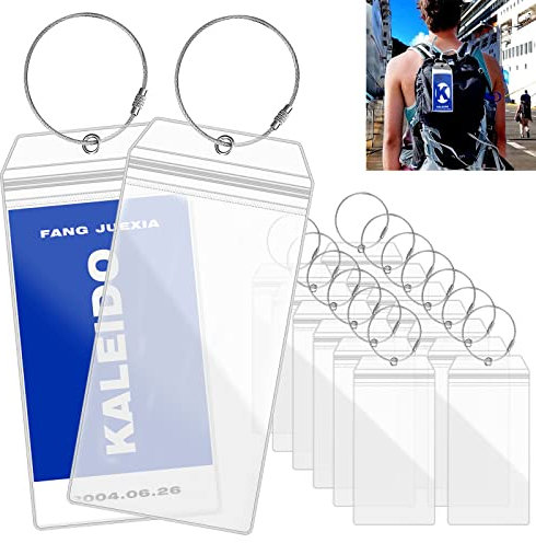 Vegena15 Stück Kofferanhänger, Gepäckanhänger für Kreuzfahrten, Robuste Wasserfeste Transparente PVC Kofferanhänger mit Verschraubbaren Metallband