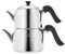 Karaca Edana Stainless Steel Tea Pot (Teapot with Lid 1.35 L & Tea Kettle 1.95 L) - Induction Turkish Teapot Set - Non-Burning Bakelite Handles Midi Tea Maker