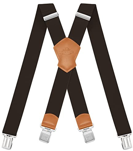 Dresime Hosenträger für Herren mit 4 starken Clips 4cm breit, X Form elastisch einstellbar Länge für Männer und Damen Overalls Jeans, Arbeitshosen, Jumpsuits, Motorradhosen, etc.