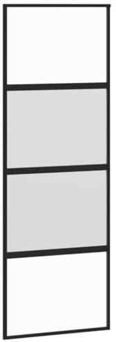 vidaXL Porte Coulissante, Porte de Grange, Porte Intérieur, Porte de Chambre à Coucher Cuisine Entrée, Noir 76x205 cm Verre Trempé Aluminium