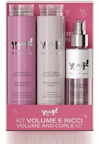 YUUP! - KIT VOLUME E RICCI | Shampoo volumizzante, Maschera volumizzante e Scioglinodi lucidante, kit per cani e gatti con manti lunghi e voluminosi