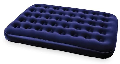 AEROLUGG Double Air Bed, Inflatable Outdoor Picnics, Indoor Airbed, Quick Inflation, Flocked Double Size Air Mattress, Fun Time, Stay Comfortable Sleeping Pad for Kids and Adults, Blue